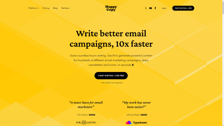 Capture d'écran de la page du site de HoppyCopy
