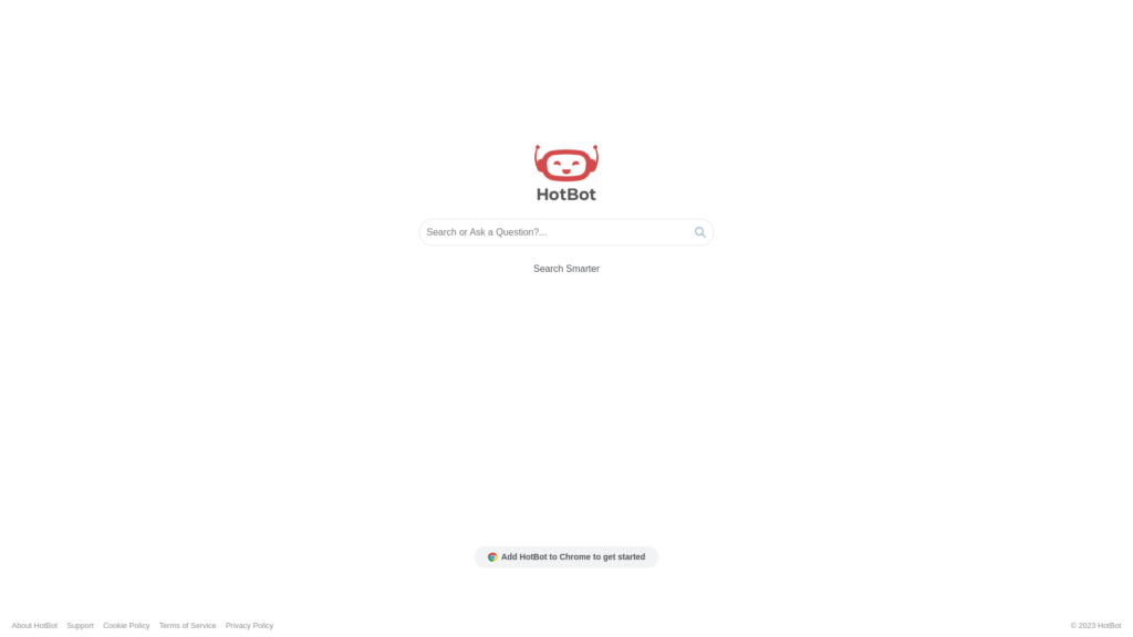 Capture d'écran de la page du site de Hotbot