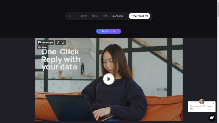 Capture d'écran de la page du site de Hypertype