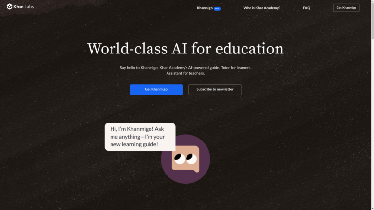 Capture d'écran de la page du site de Khan Academy Khanmigo