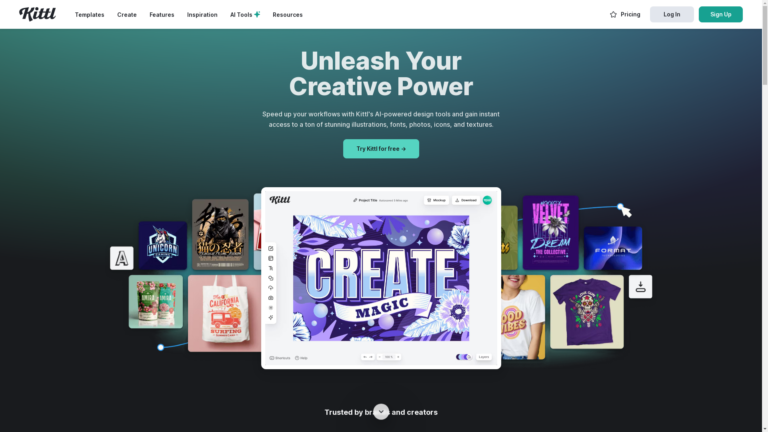 Capture d'écran de la page du site de Kittl