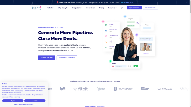 Capture d'écran de la page du site de Klenty