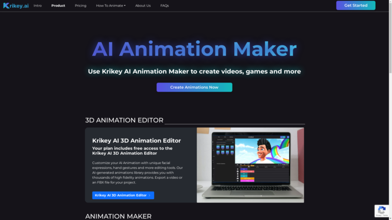 Capture d'écran de la page du site de Krikey.ai