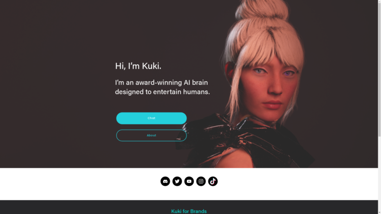 Capture d'écran de la page du site de Kuki Ai