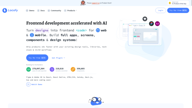 Capture d'écran de la page du site de Locofy