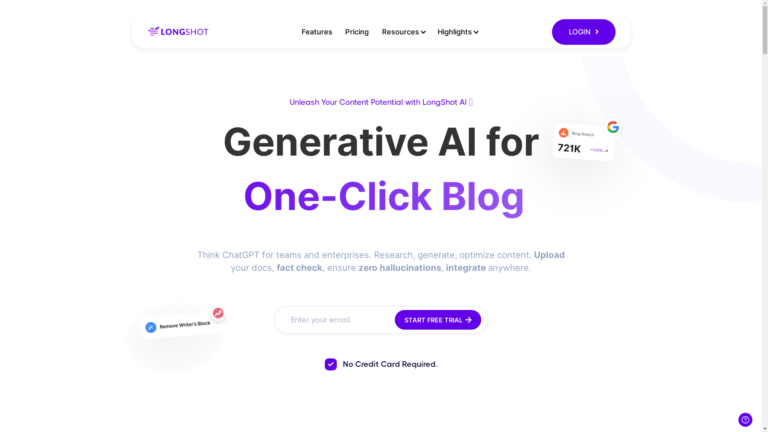 Capture d'écran de la page du site de LongShot