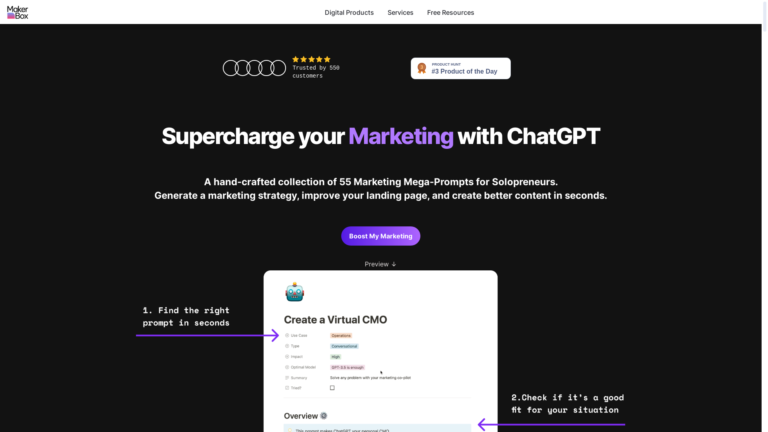 Capture d'écran de la page du site de MakerBox