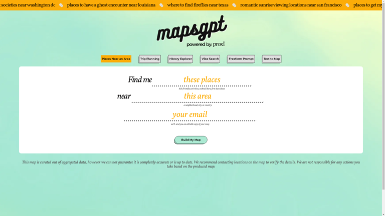 Capture d'écran de la page du site de Maps GPT