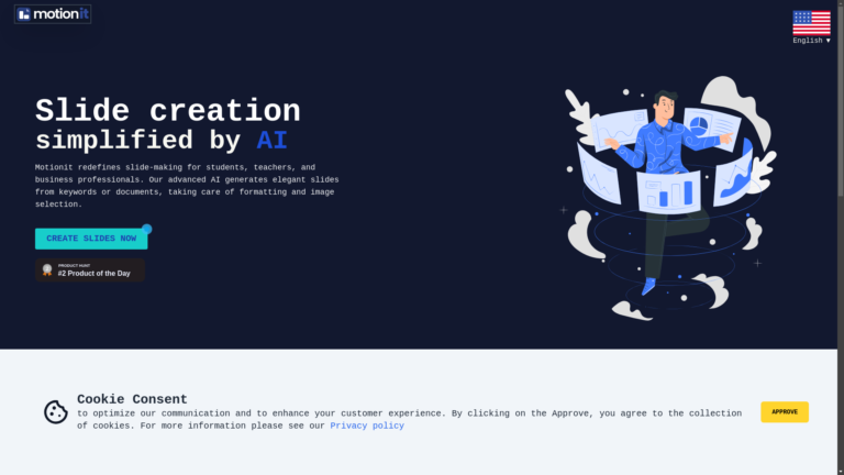 Capture d'écran de la page du site de Motionit.ai