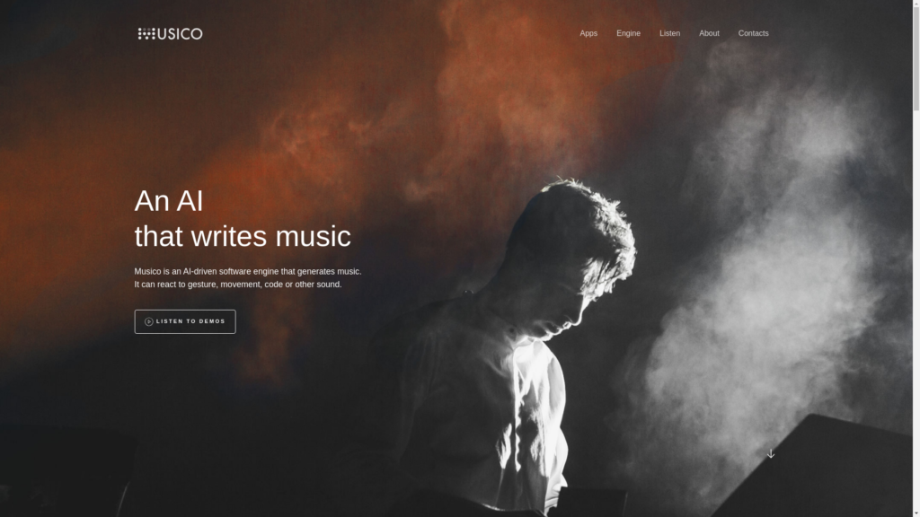 Capture d'écran de la page du site de Musico