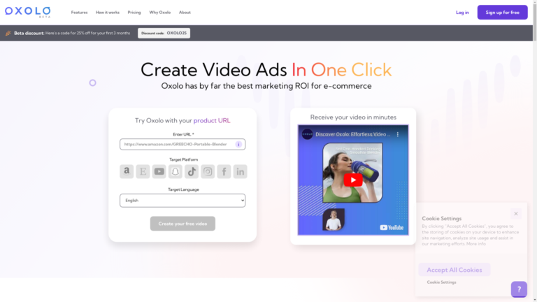 Capture d'écran de la page du site de Oxolo.com