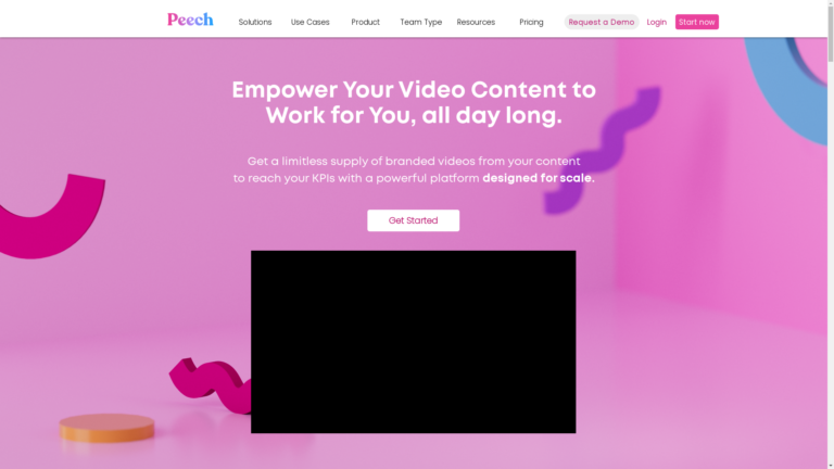 Capture d'écran de la page du site de Peech