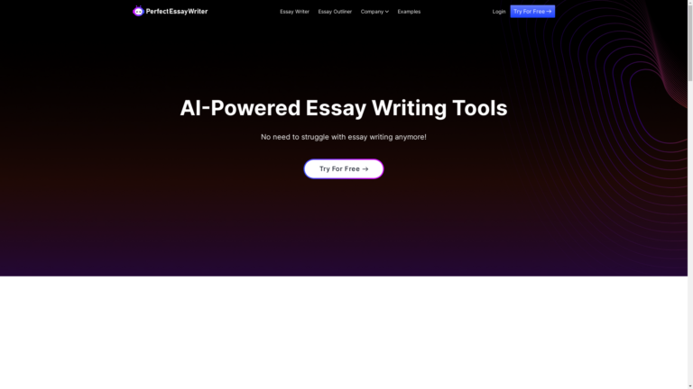 Capture d'écran de la page du site de PerfectEssayWriter.AI