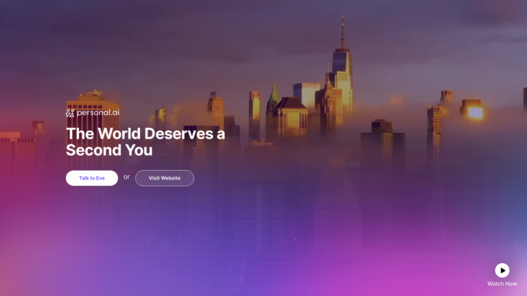 Capture d'écran de la page du site de Personal.ai