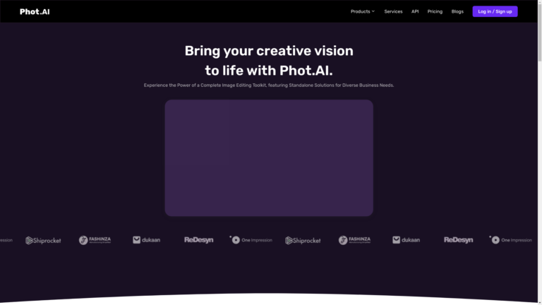 Capture d'écran de la page du site de Phot.ai