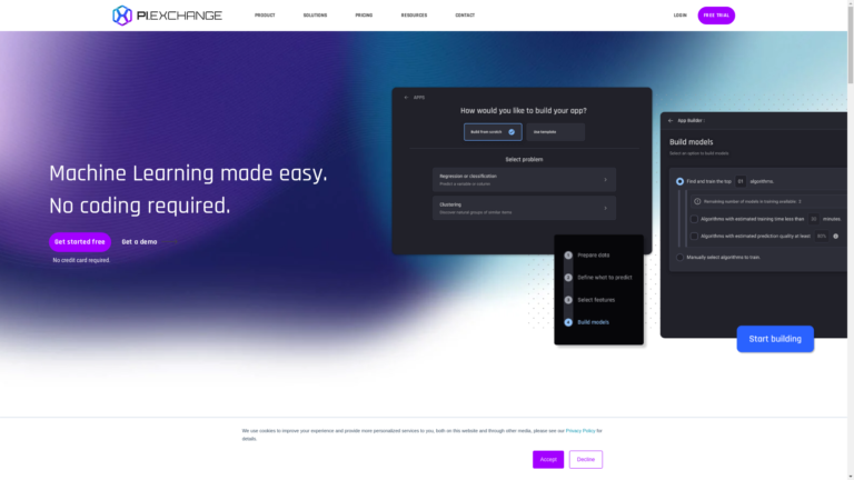 Capture d'écran de la page du site de AI & Analytics Engine