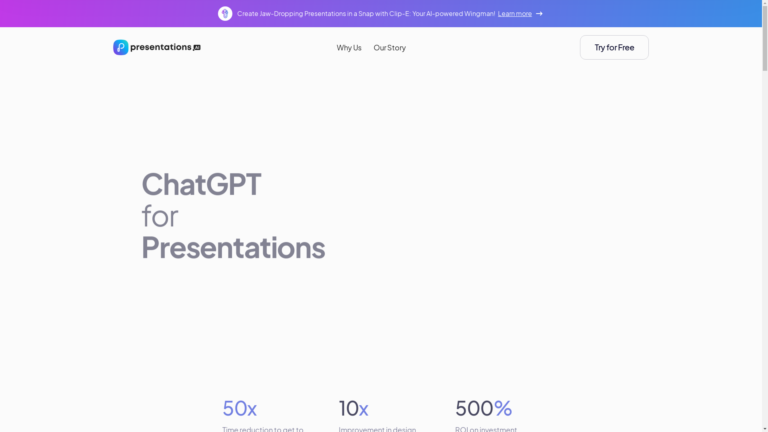 Capture d'écran de la page du site de PresentationAI