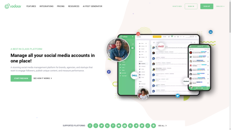 Capture d'écran de la page du site de Radaar
