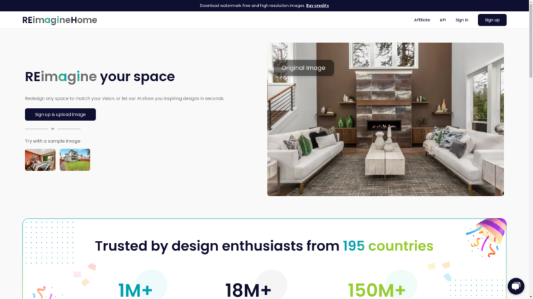 Capture d'écran de la page du site de REimagine Home