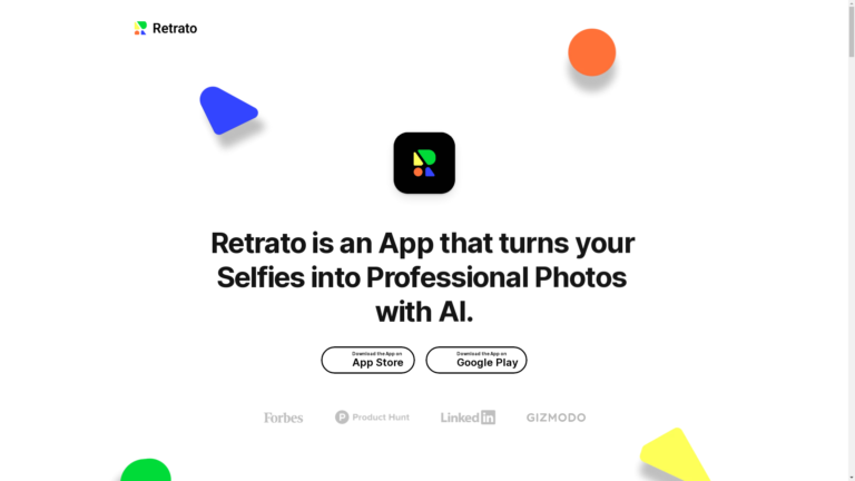 Capture d'écran de la page du site de Retrato