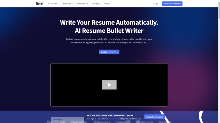 Capture d'écran de la page du site de Rezi