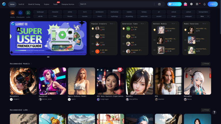 Capture d'écran de la page du site de SeaArt