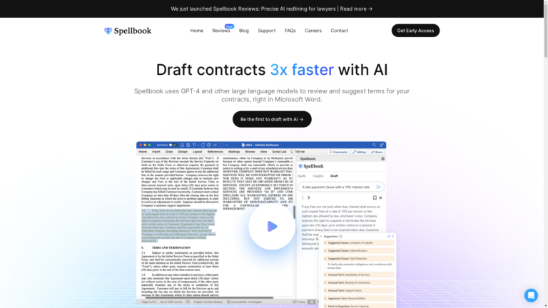 Capture d'écran de la page du site de Spellbook