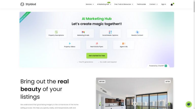 Capture d'écran de la page du site de Styldod