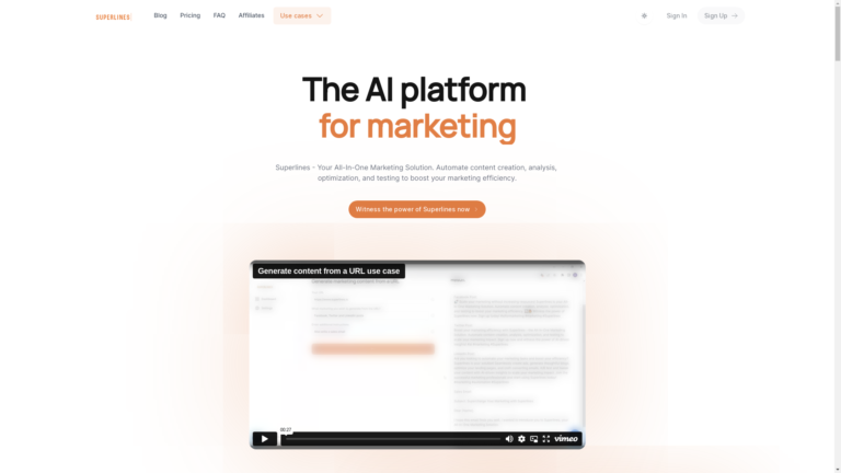 Capture d'écran de la page du site de Superlines