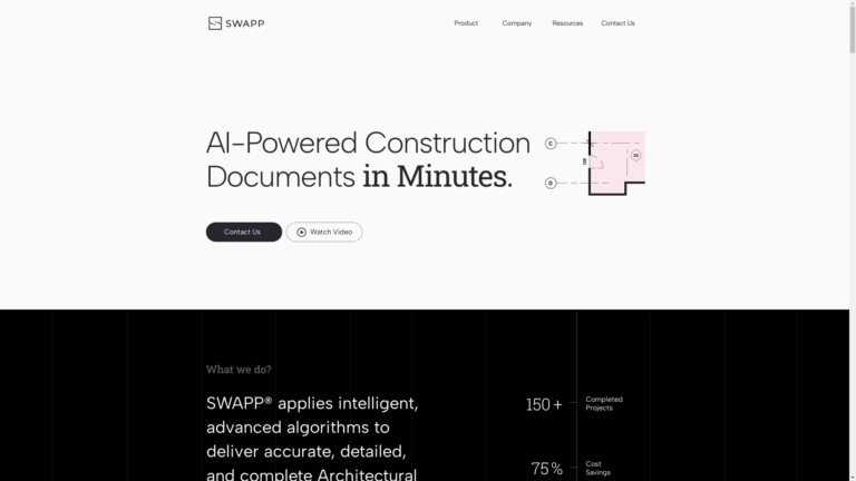 Capture d'écran de la page du site de Swapp