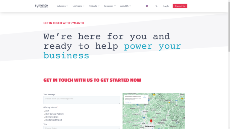 Capture d'écran de la page du site de Symanto Text Insights