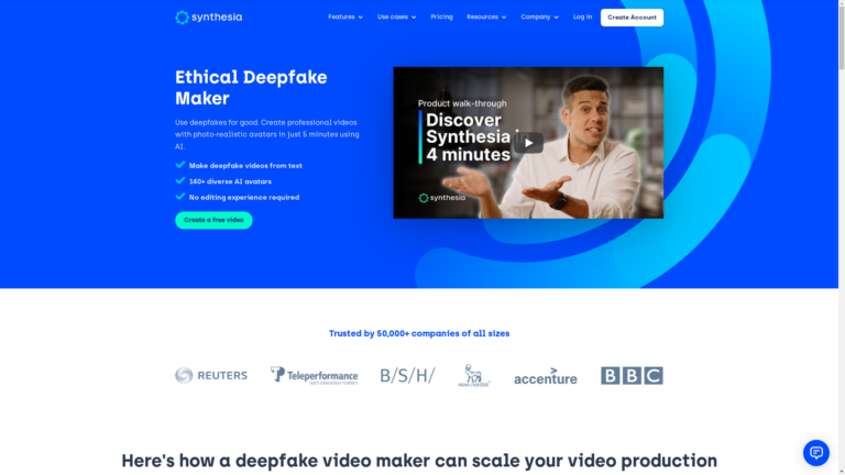 Capture d'écran de la page du site de Deepfake Generator