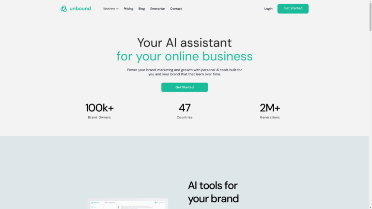 Capture d'écran de la page du site de Unbound