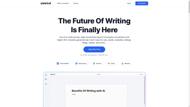 Capture d'écran de la page du site de Yaara
