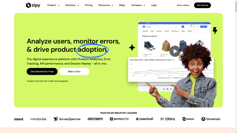 Capture d'écran de la page du site de Zipy