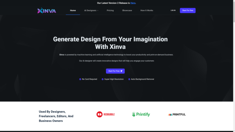 Capture d'écran de la page du site de Xinva
