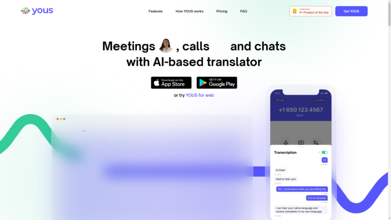 Capture d'écran de la page du site de YOUS